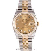 Швейцарские часы Rolex Datejust Steel and Yellow Gold Diamonds 116243 фото