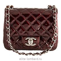 Аксессуары Chanel Классическая сумка-конверт мини бордовый лак фото