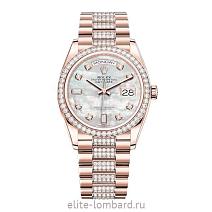 Швейцарские часы Rolex Day-Date 36 mm White Mother-Of-Pearl Set With Diamonds 128345RBR фото