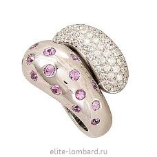 Кольцо с бриллиантами и розовыми сапфирами